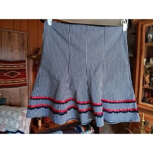 Morbid Threads Goth Mini Skirt Black White Checkered Red Lace Size M/L